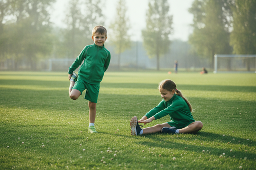 Children exercising outdoors